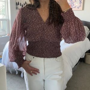 A&F Grape Wine Floral Blouse